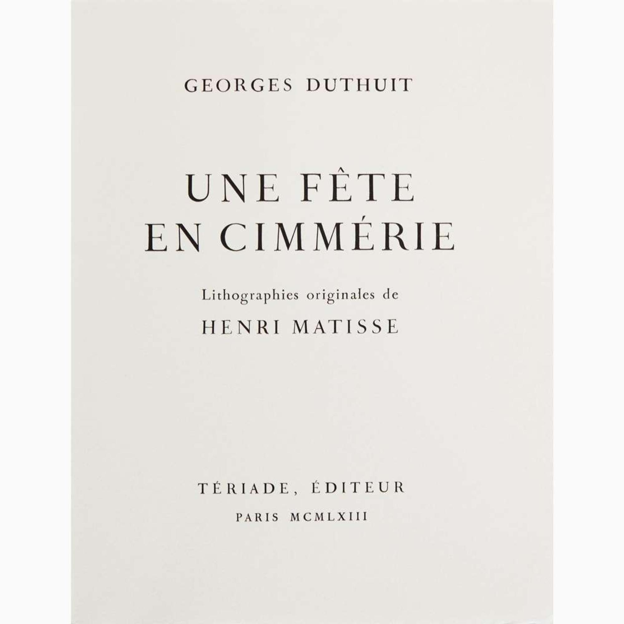 [Art] [Matisse, Henri] Duthuit, Georges Une Fête En Cimmérie