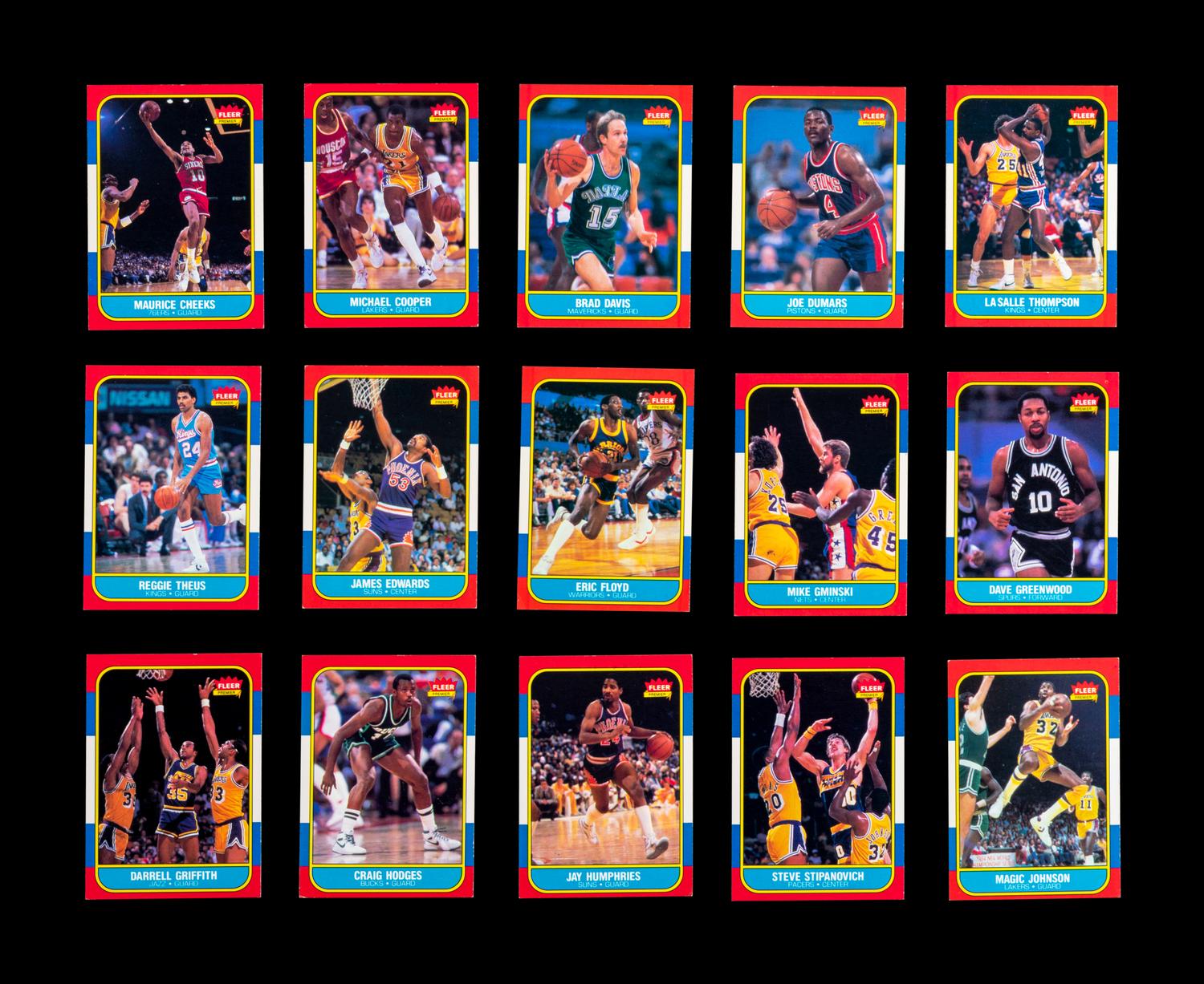 A Group of 49 1986 Fleer Basketball Cards, Including Multiple Rookies, Hall of Famers and Stars,