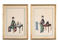 A Set of Five Chinese Export Pith Paintings