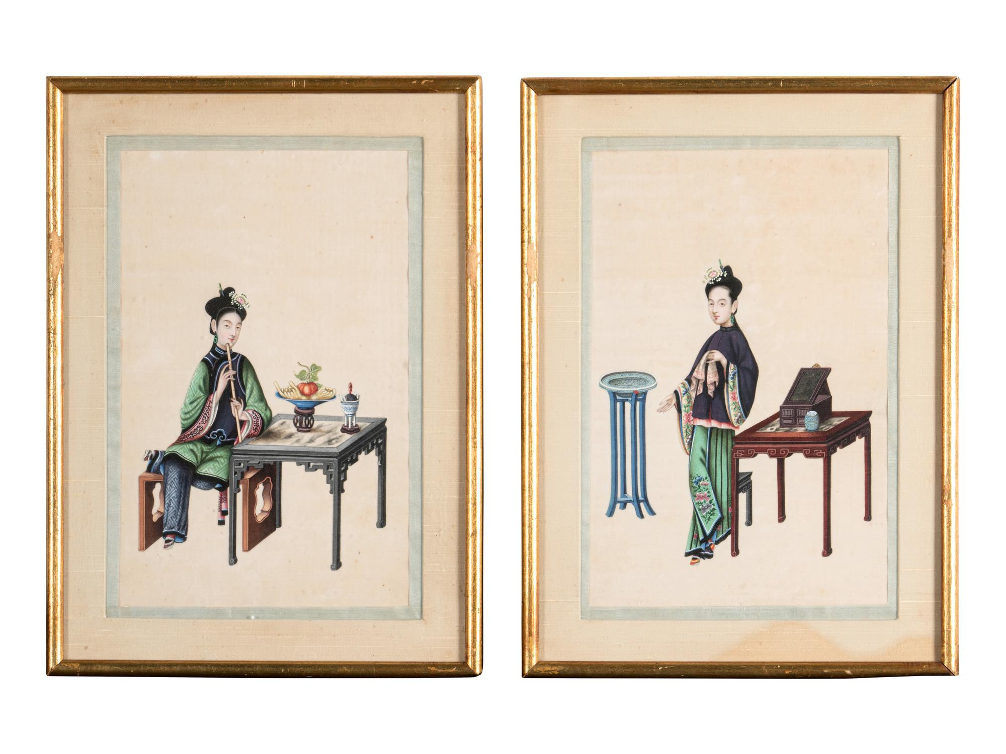 A Set of Five Chinese Export Pith Paintings