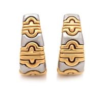 A Pair of Yellow Gold and Stainless Steel 'Parentesi' Hoop Earclips, Bvlgari, 21.30 dwts.