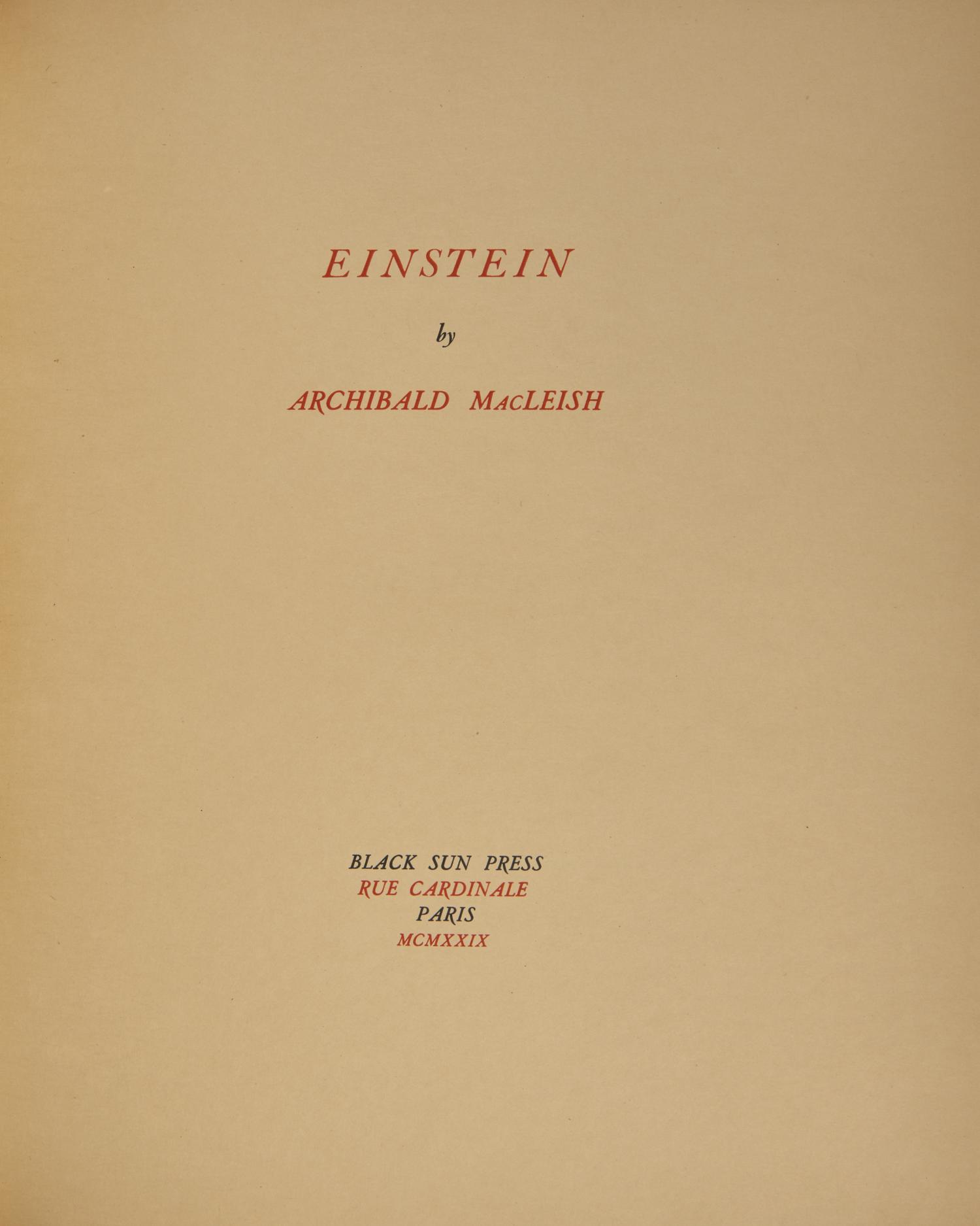 [Black Sun Press] MacLeish, Archibald. Group of 2 Titles