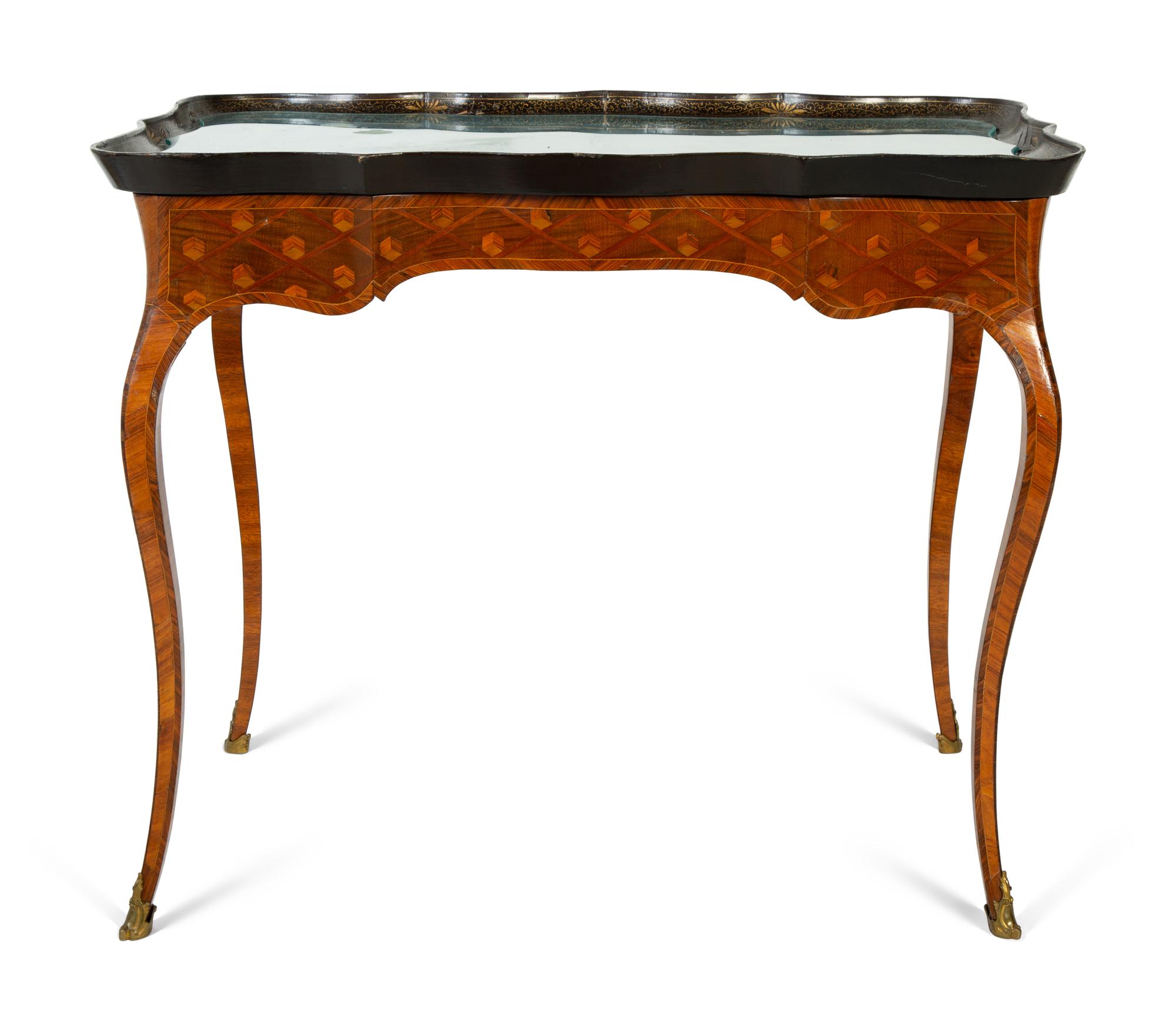A Louis XVI Style Parquetry Side Table — 19TH CENTURY