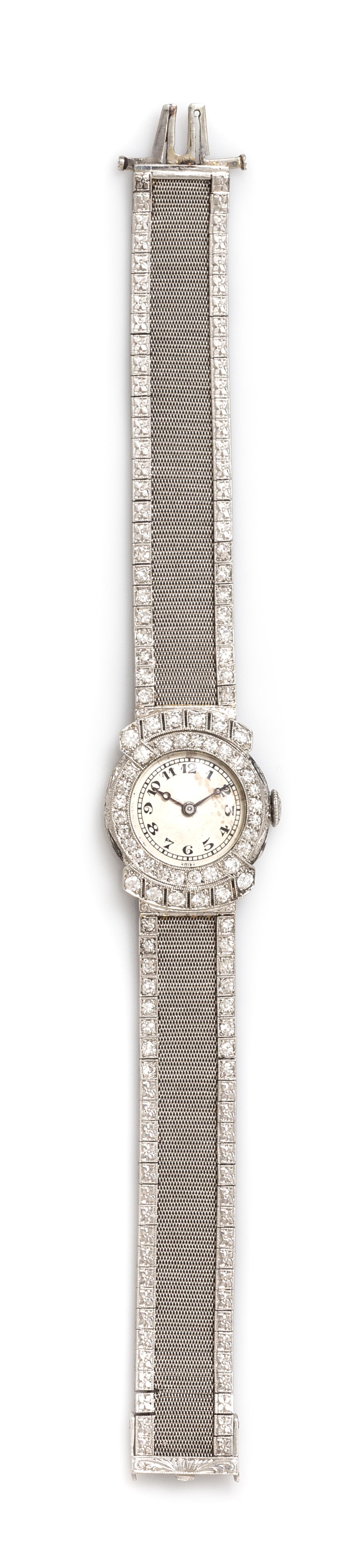 A Vintage Platinum and Diamond Wristwatch, 27.30 dwts.