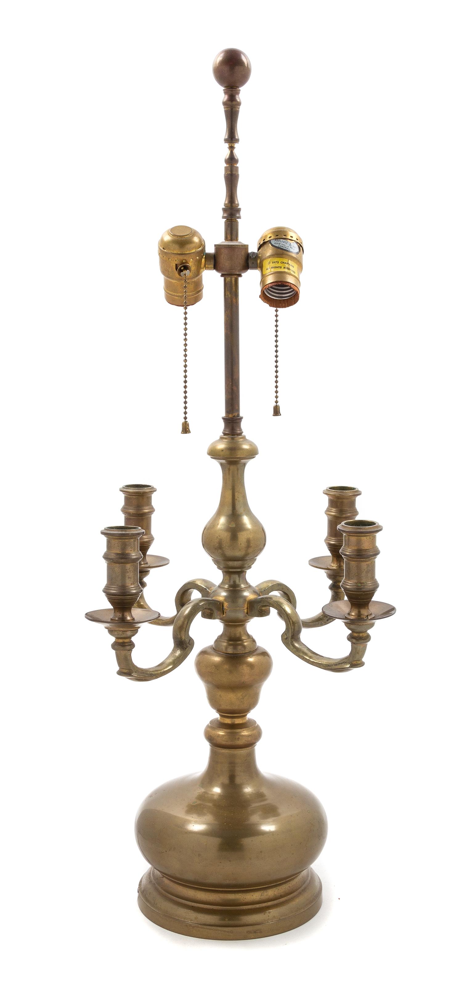 A Continental Brass Four-Light Candelabrum Height 29 inches. — EARLY 20TH CENTURY