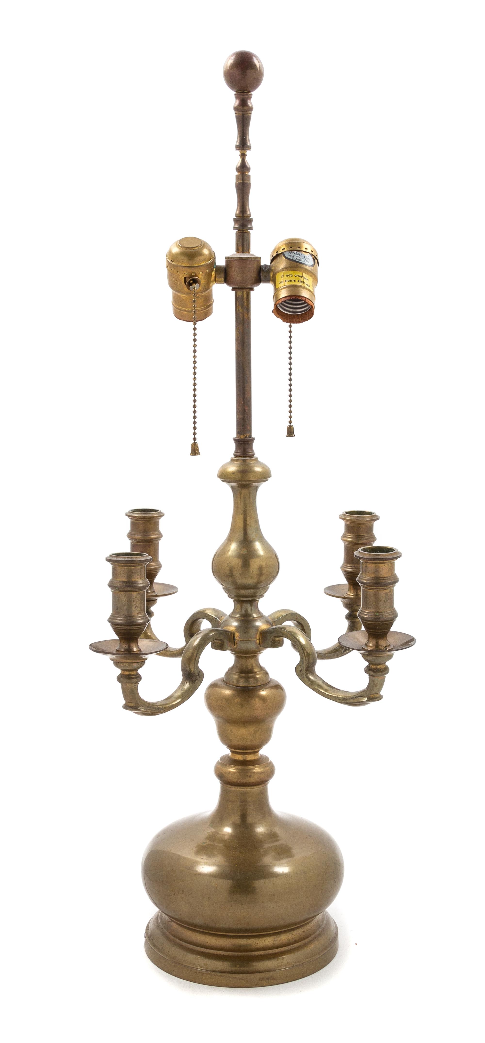A Continental Brass Four-Light Candelabrum Height 29 inches. — EARLY 20TH CENTURY