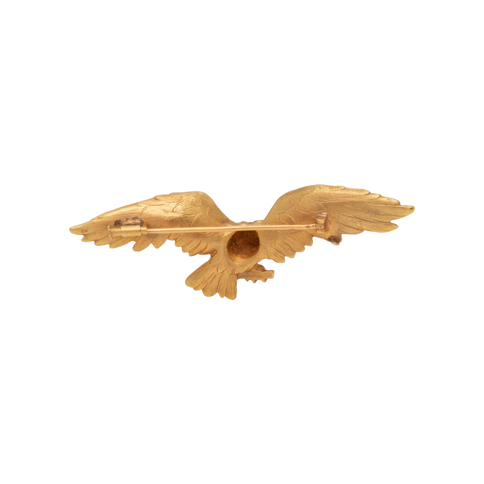 FRENCH, ANTIQUE, YELLOW GOLD EAGLE BROOCH