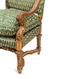 A Pair of Louis XIV Style Giltwood Fauteuils