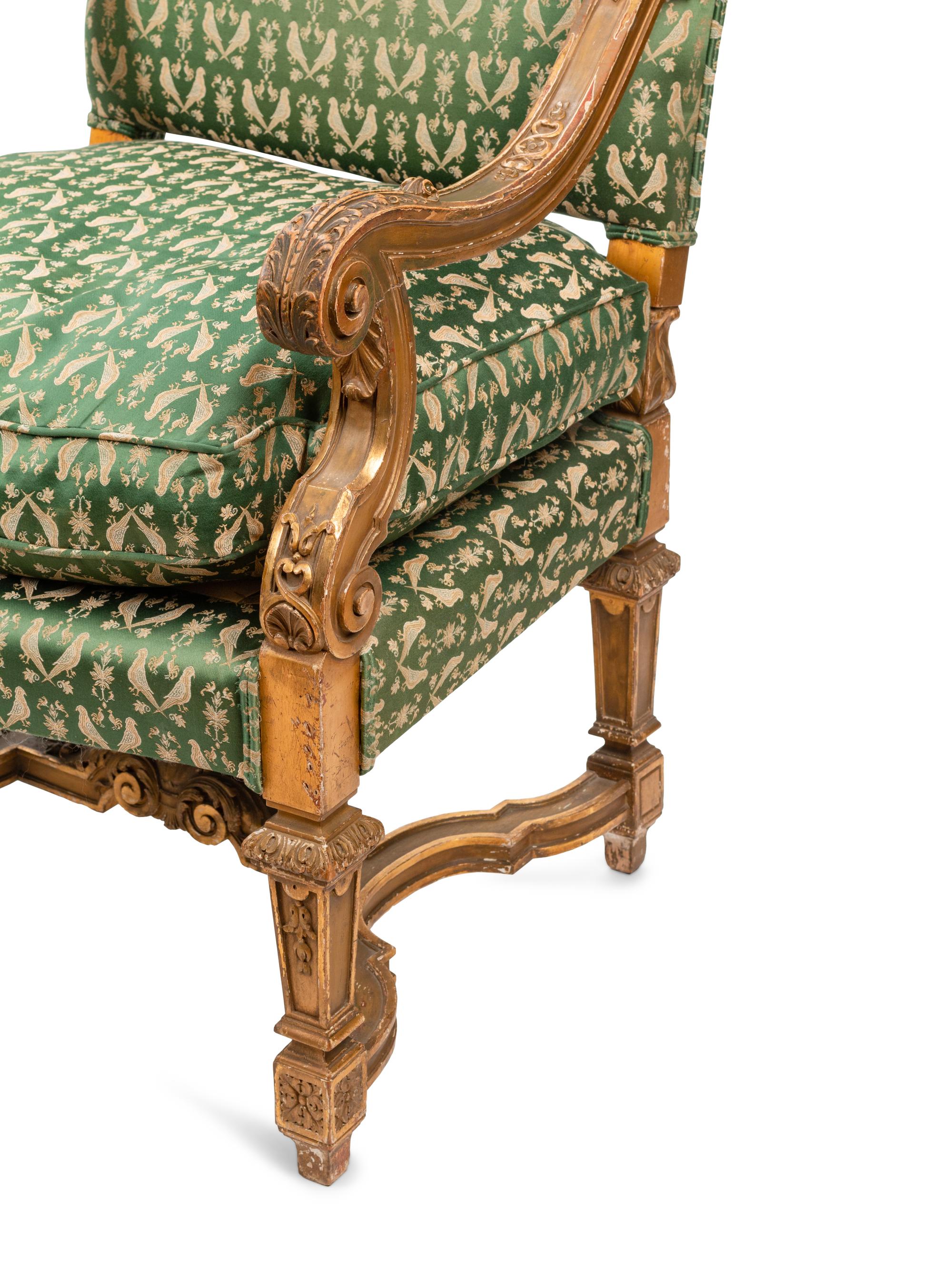 A Pair of Louis XIV Style Giltwood Fauteuils