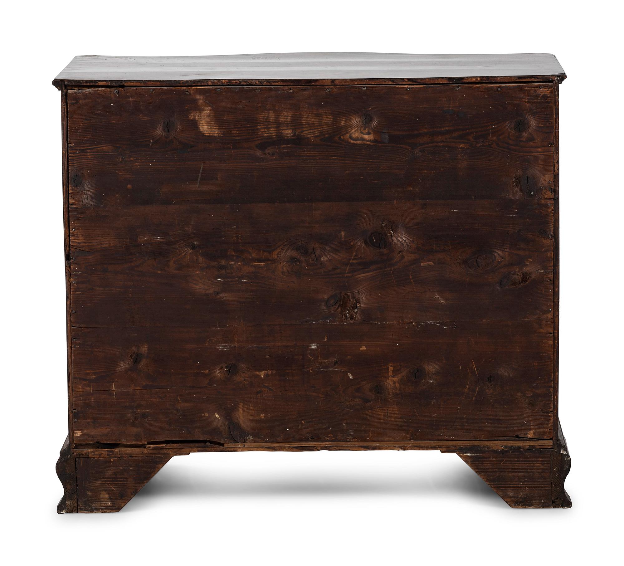 A George III Figured Mahogany Serpentine Front Bachelor's Chest