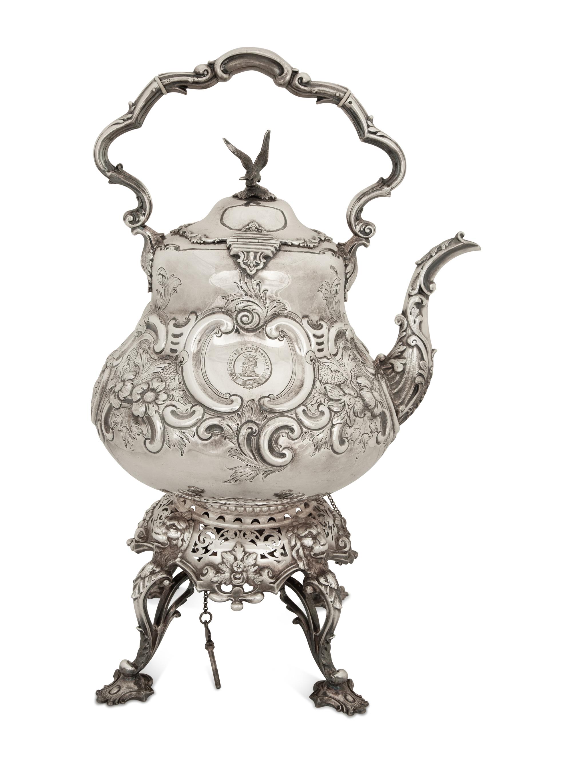A Sheffield Silver-Plate Hot Water Kettle and Stand