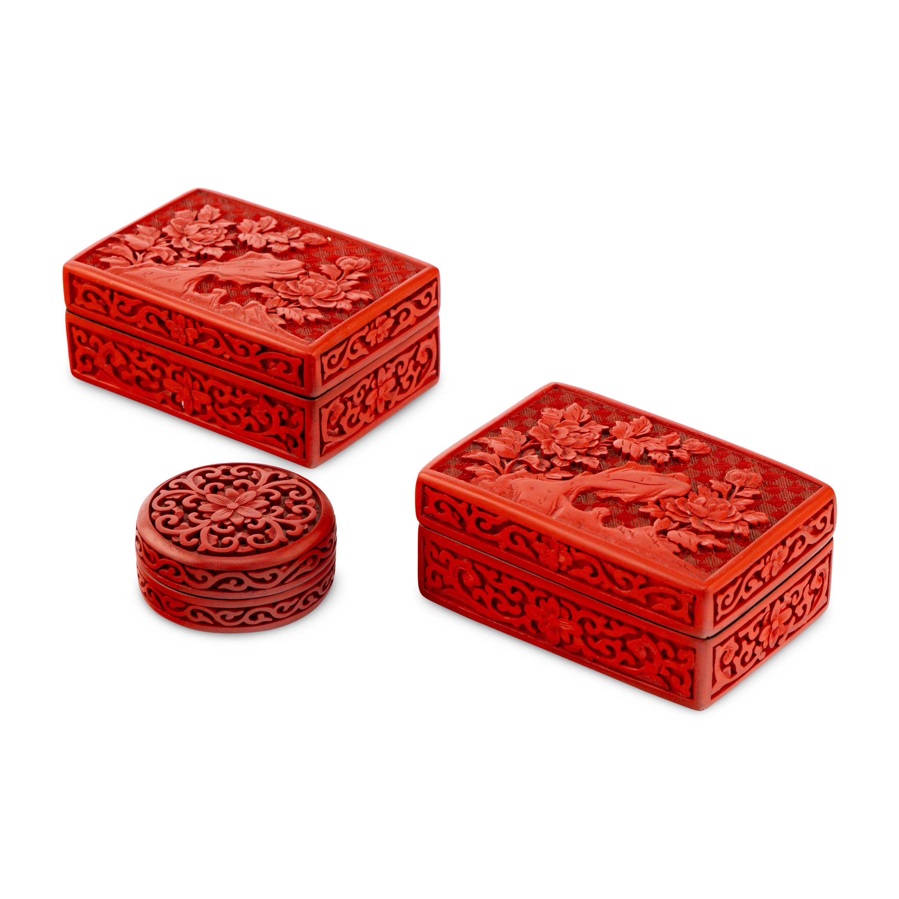 A Group of Three Chinese Carved Lacquer Boxes