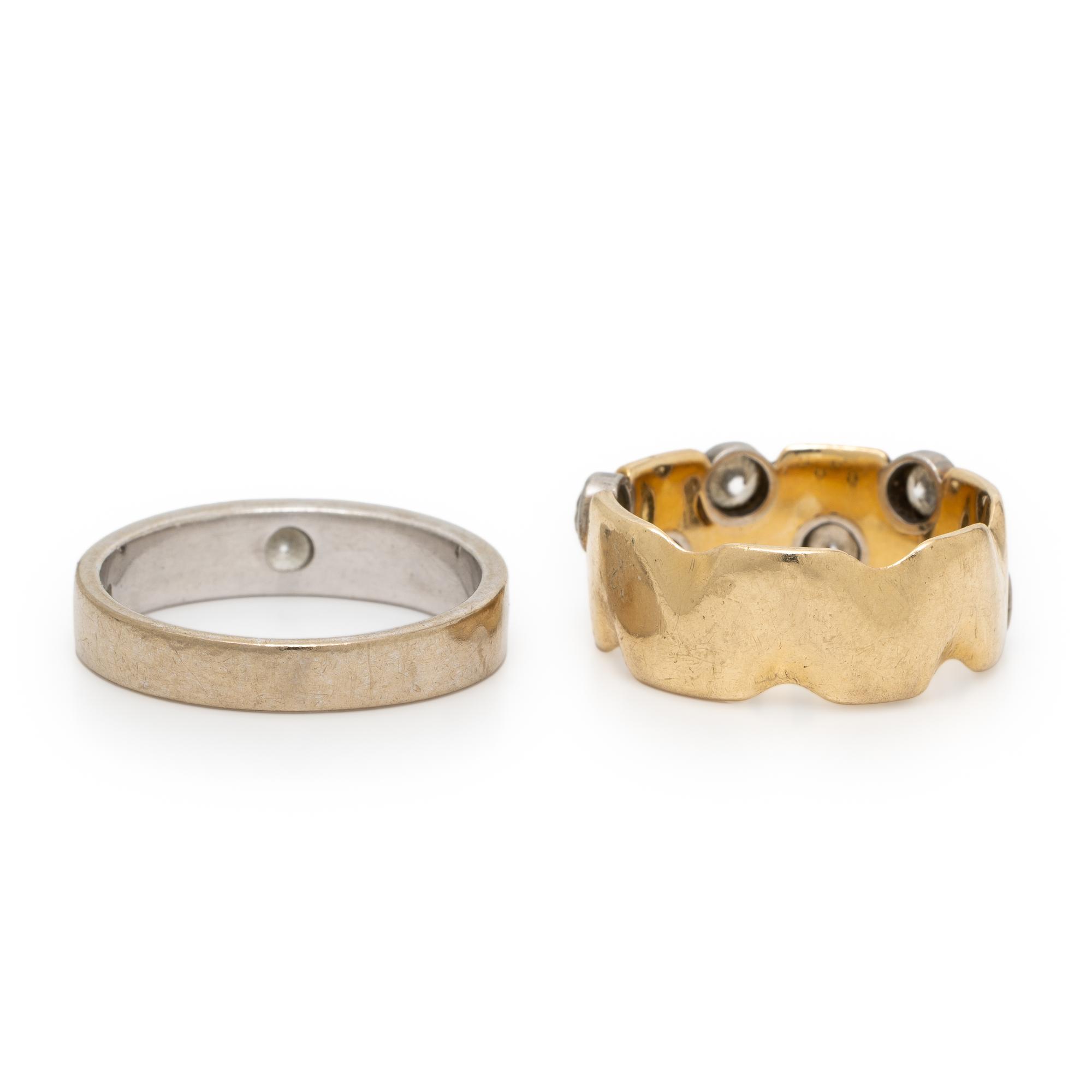 Two Diamond and Gold Band Rings