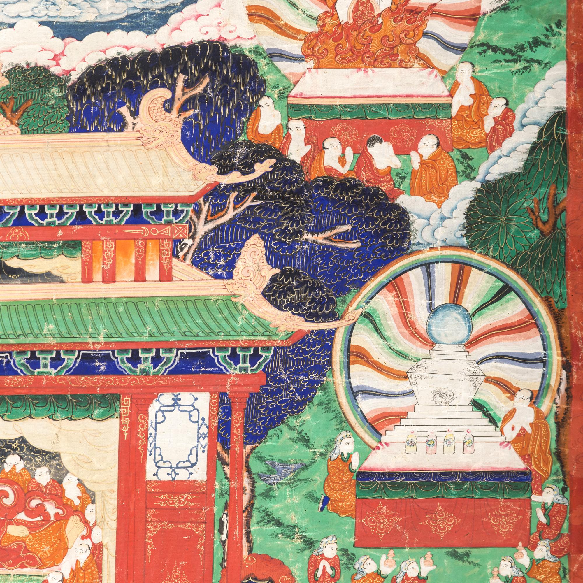 A Mongolian Thangka Depicting Stories from the Life of Buddha