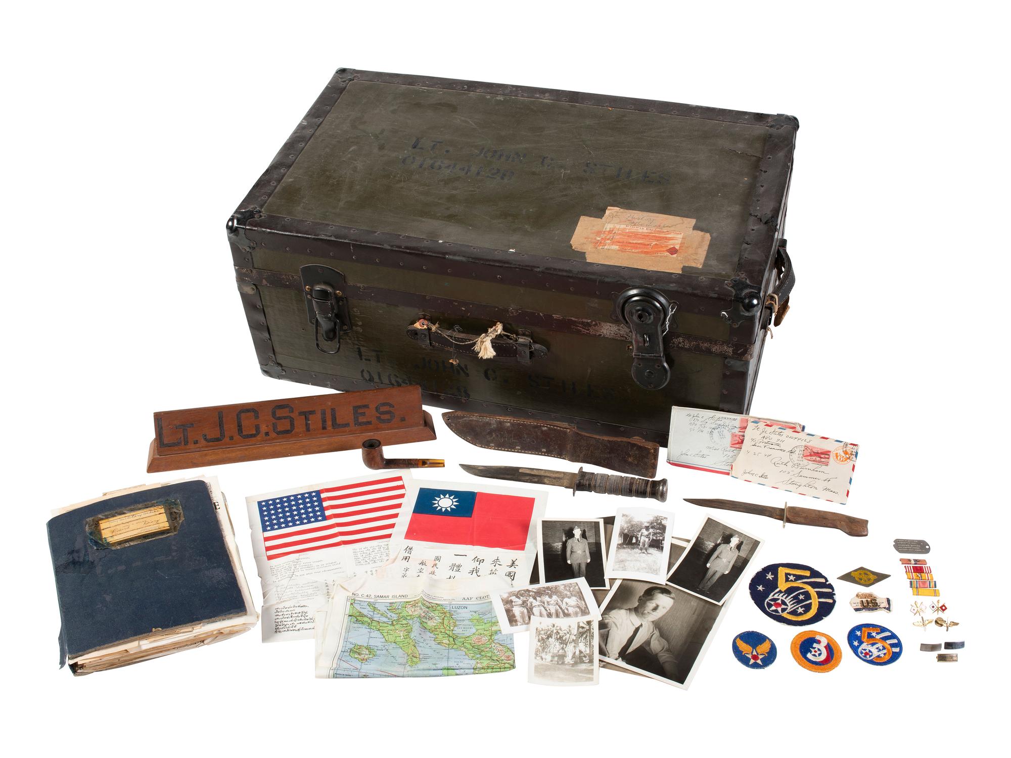 [WORLD WAR II]. Footlocker and archive of Lt. John C. Stiles, radio officer for the 5 AF.