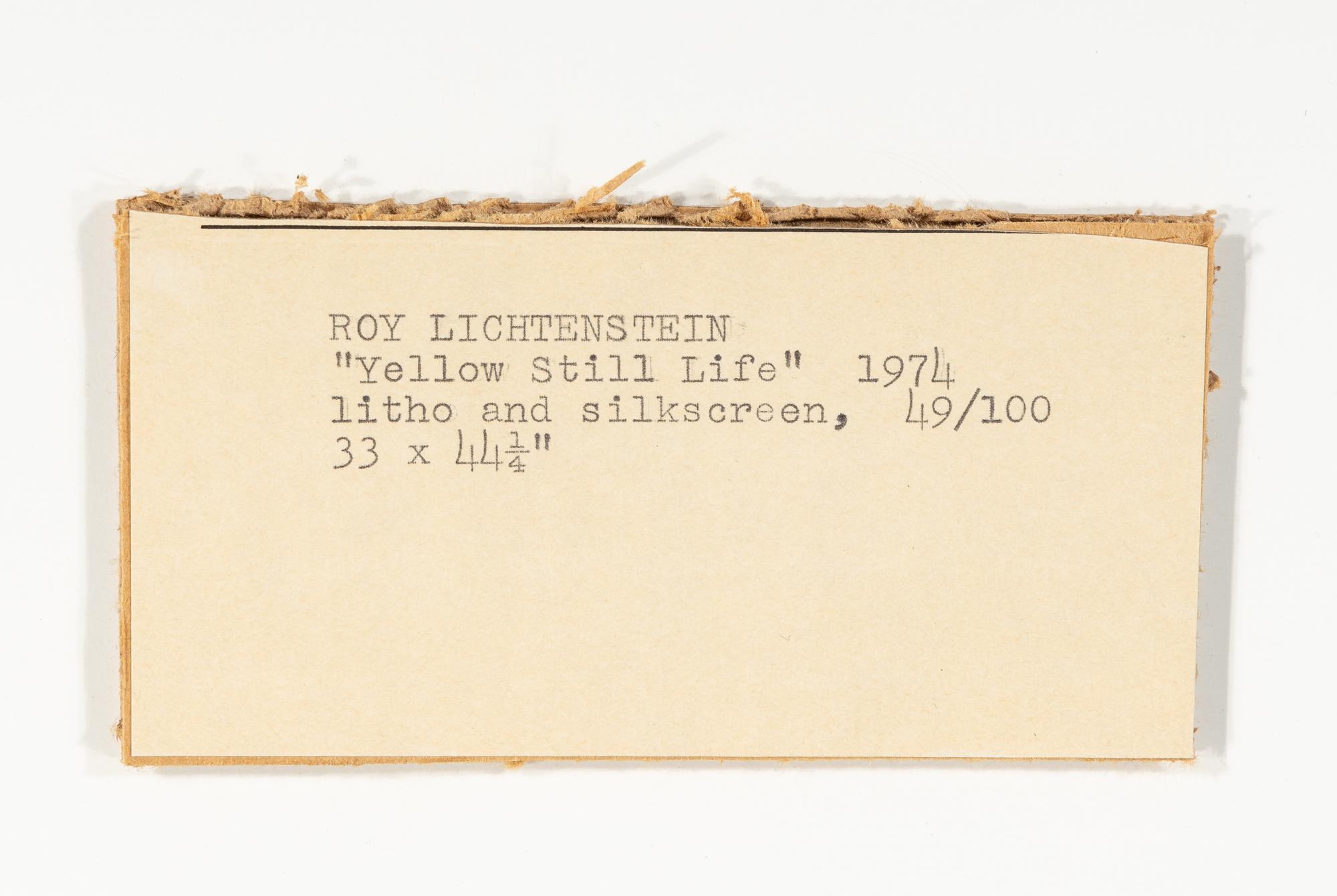 Yellow Still Life (from Six Still Lifes ), 1974