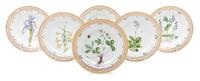 A Set of Twelve Royal Copenhagen Flora Danica Dinner Plates Diameter 10 inches. — 20TH CENTURY