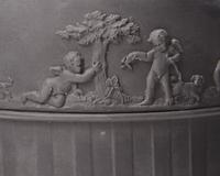 A Wedgwood Silver-Mounted Black Basalt Biscuit Jar