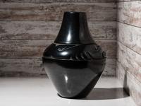 Carved Blackware Pottery Jar