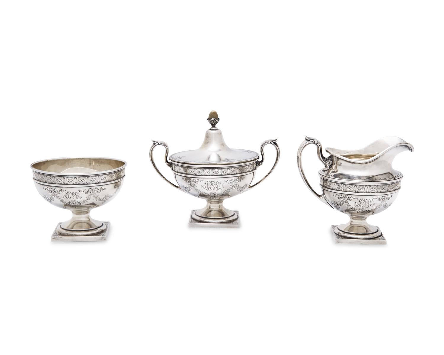 A Neoclassical Five-Piece Sterling Silver Tea and Coffee Service