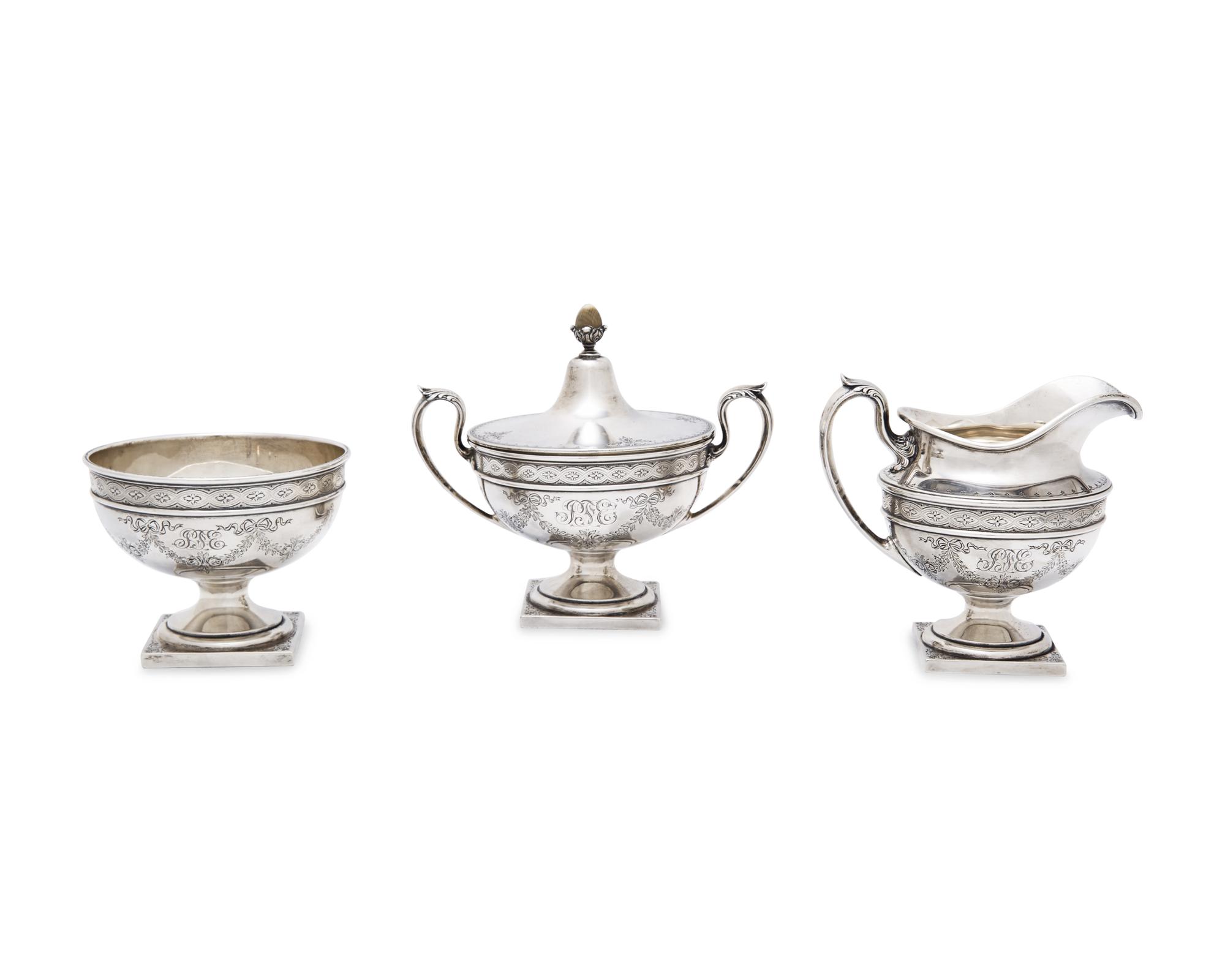 A Neoclassical Five-Piece Sterling Silver Tea and Coffee Service