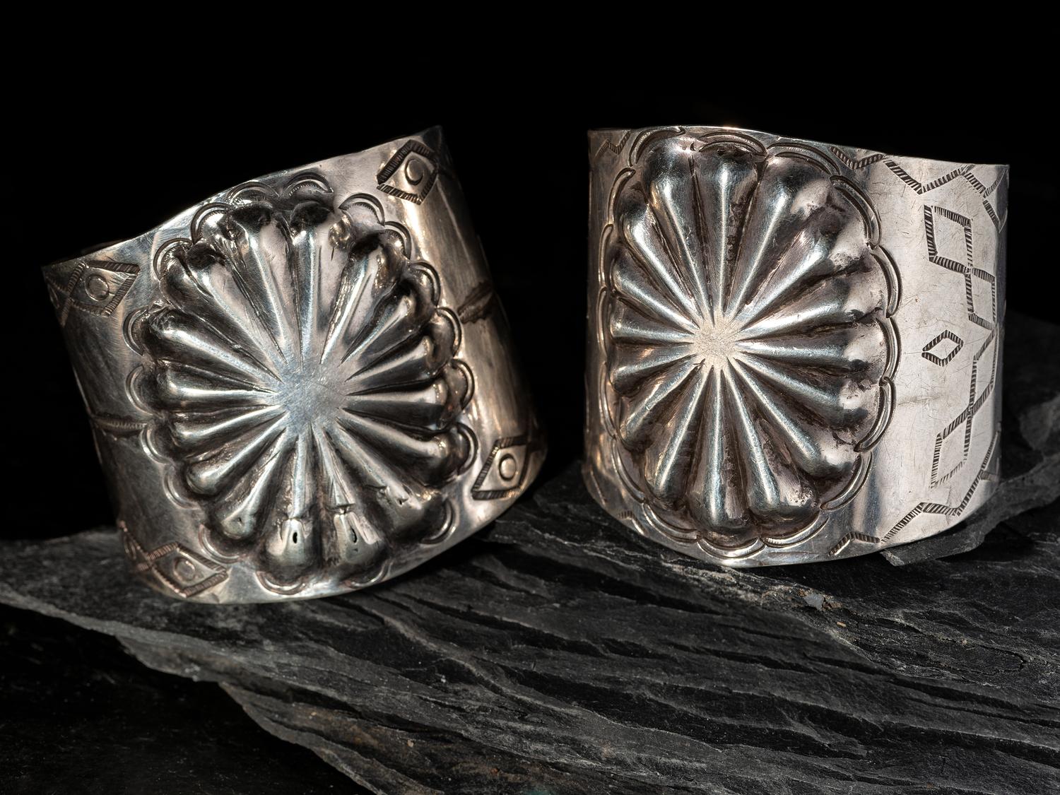 Navajo Wide Silver Cuff Bracelets