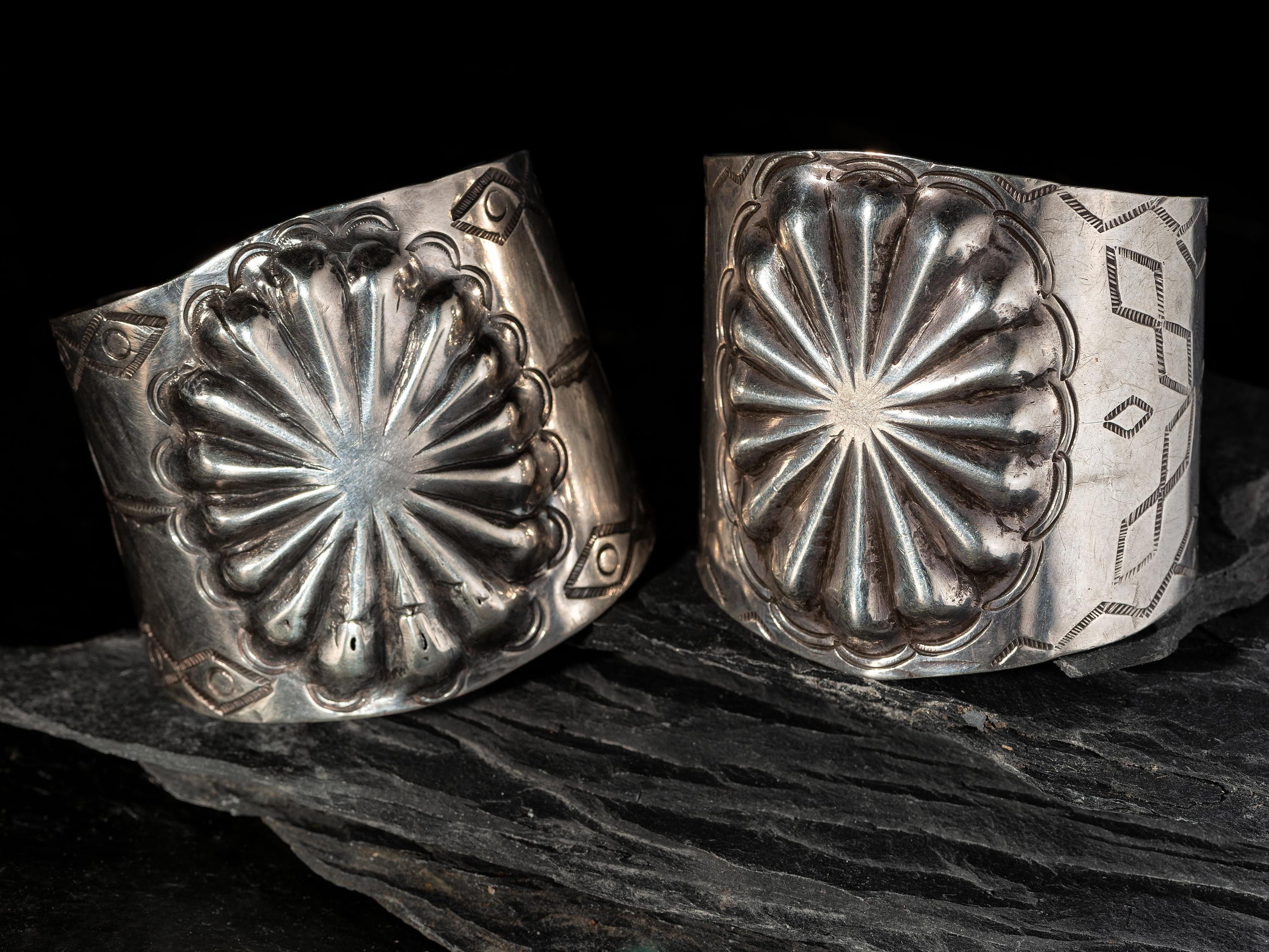 Navajo Wide Silver Cuff Bracelets
