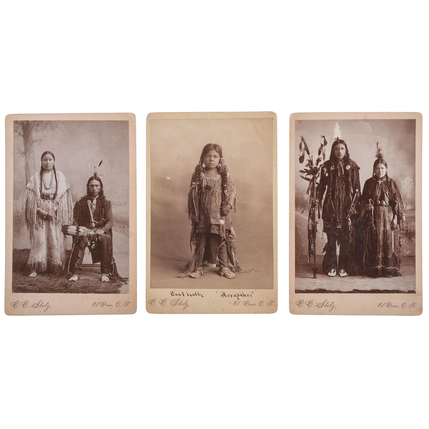 Collection of C.C. Stotz and G.W. Parsons Cabinet Cards of Cheyenne, Arapahoe, and Osage Indians