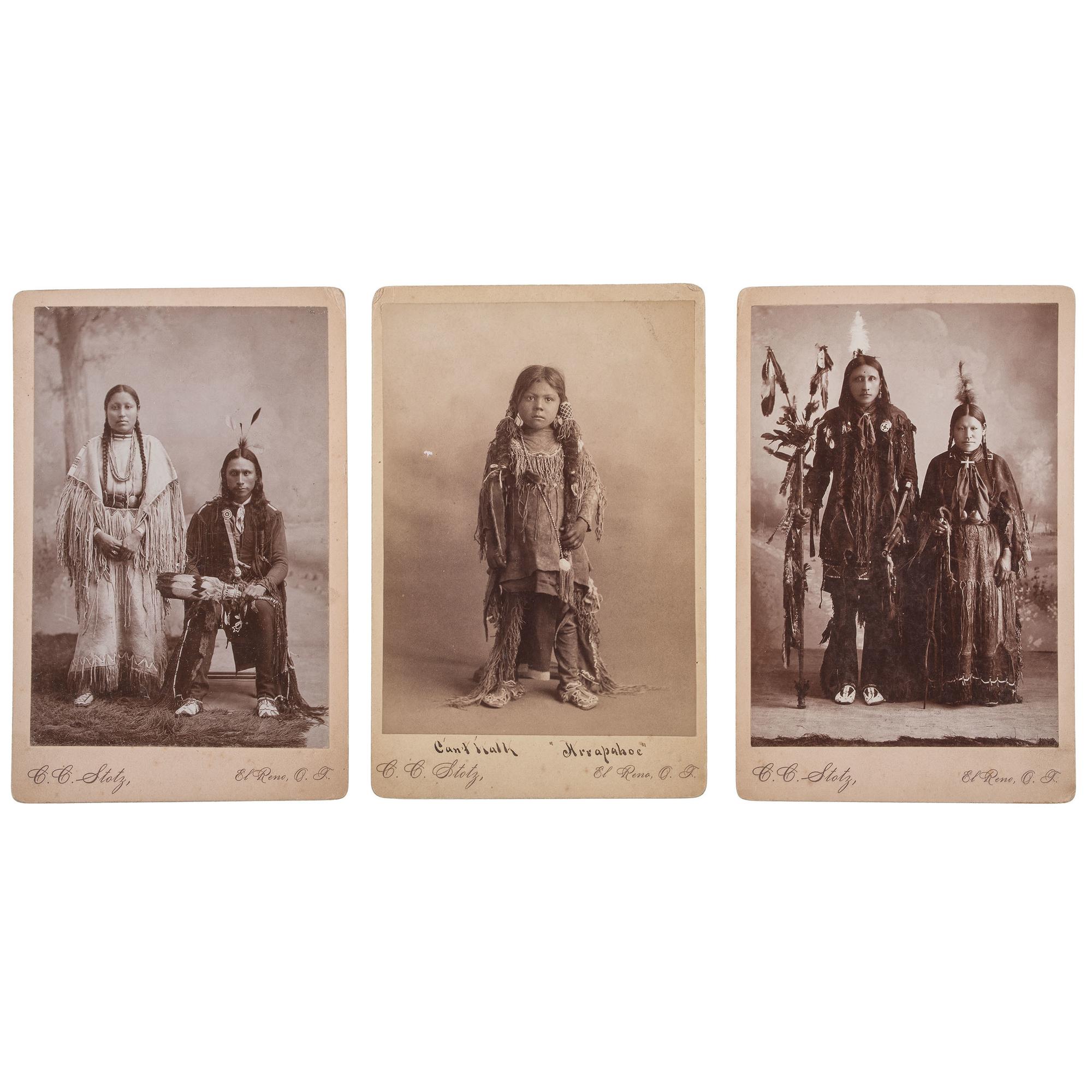 Collection of C.C. Stotz and G.W. Parsons Cabinet Cards of Cheyenne, Arapahoe, and Osage Indians