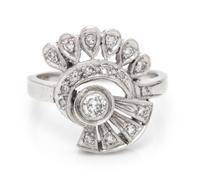 A 14 Karat White Gold and Diamond Ring, 3.40 dwts.