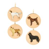 YELLOW GOLD AND ENAMEL DOG EARRINGS