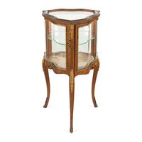 A Louis XV Style Polychrome Painted and Gilt-Bronze Mounted Vitrine