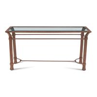 A Patinated Iron and Glass Console Table