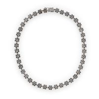 Diamond. Sapphire, and White Gold Flower Necklace