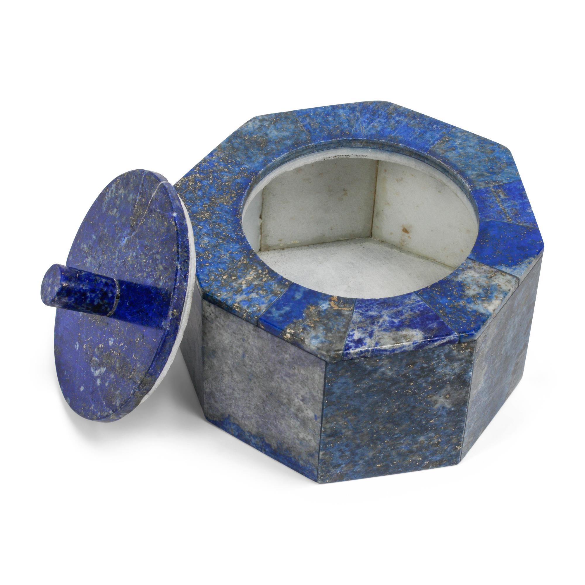 A Group of Six Lapis Lazuli Boxes with Covers