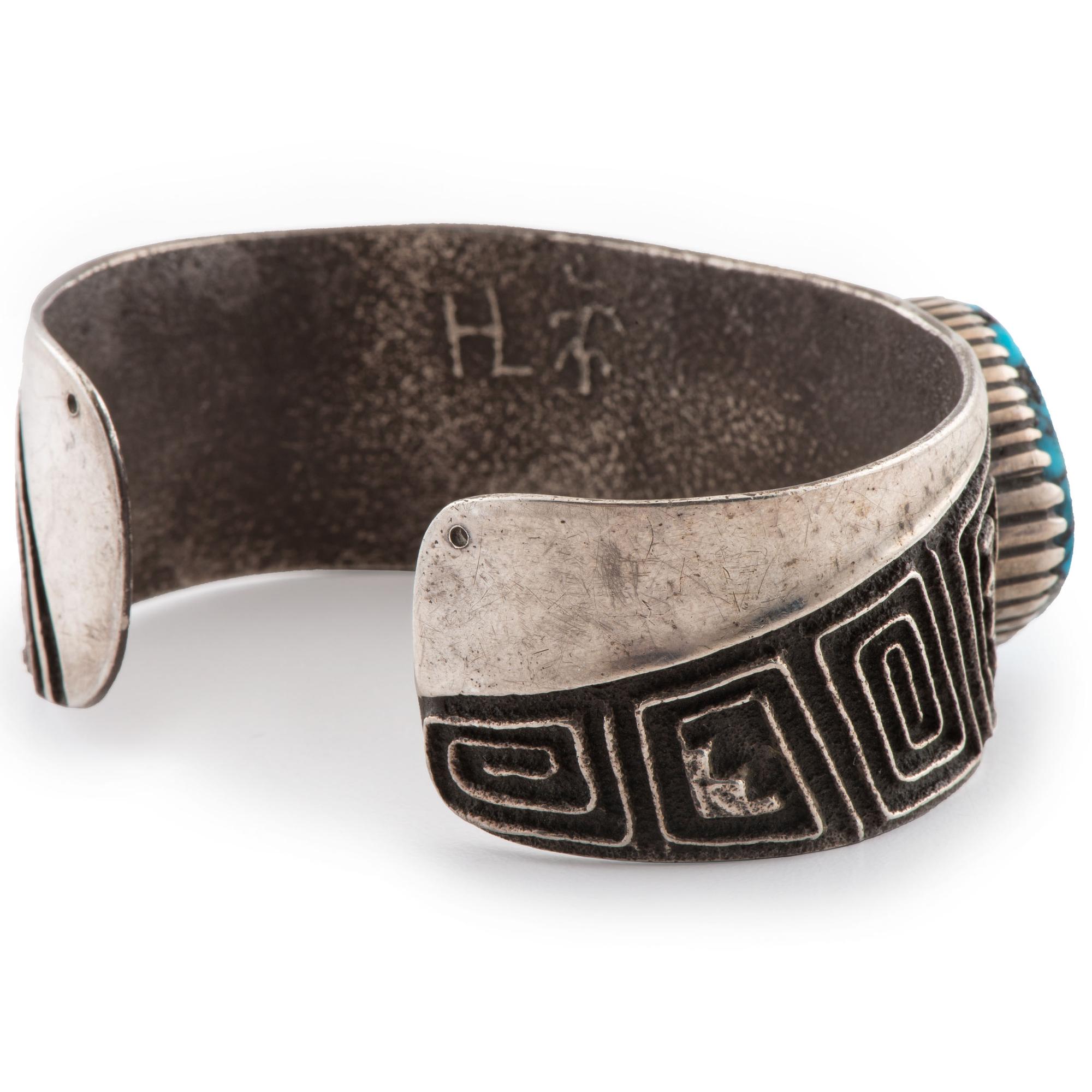 Tufa Cast Silver Cuff Bracelet with Inlay