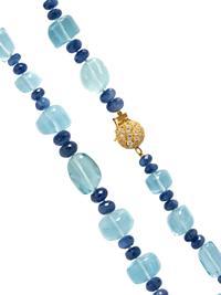 AQUAMARINE, SAPPHIRE, AND DIAMOND NECKLACE