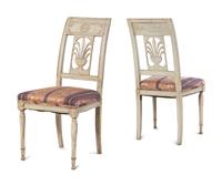 A Set of Six Italian Neoclassical Carved and Painted Side Chairs