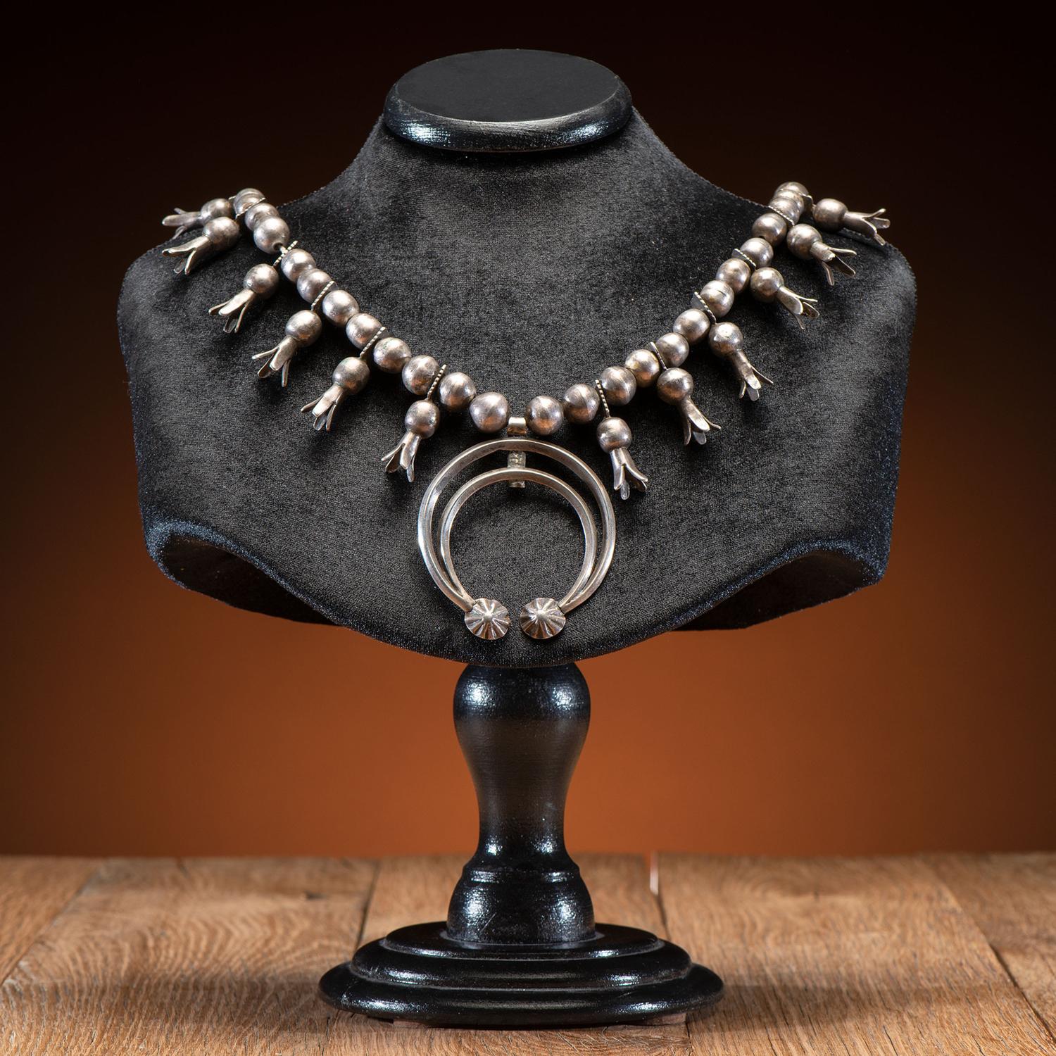 Early Navajo Silver Squash Blossom Necklace