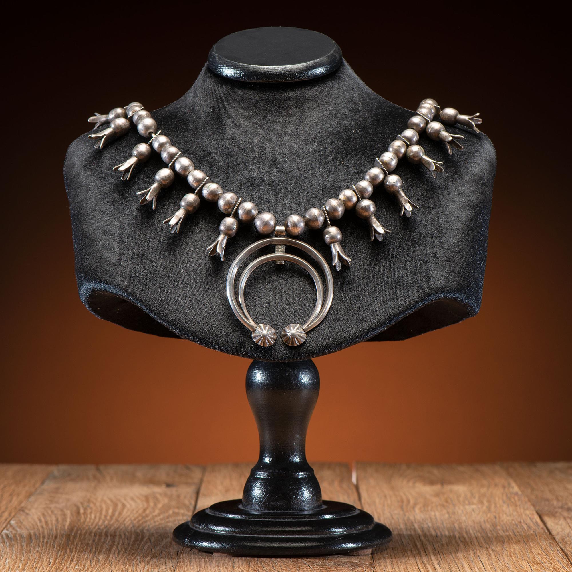 Early Navajo Silver Squash Blossom Necklace
