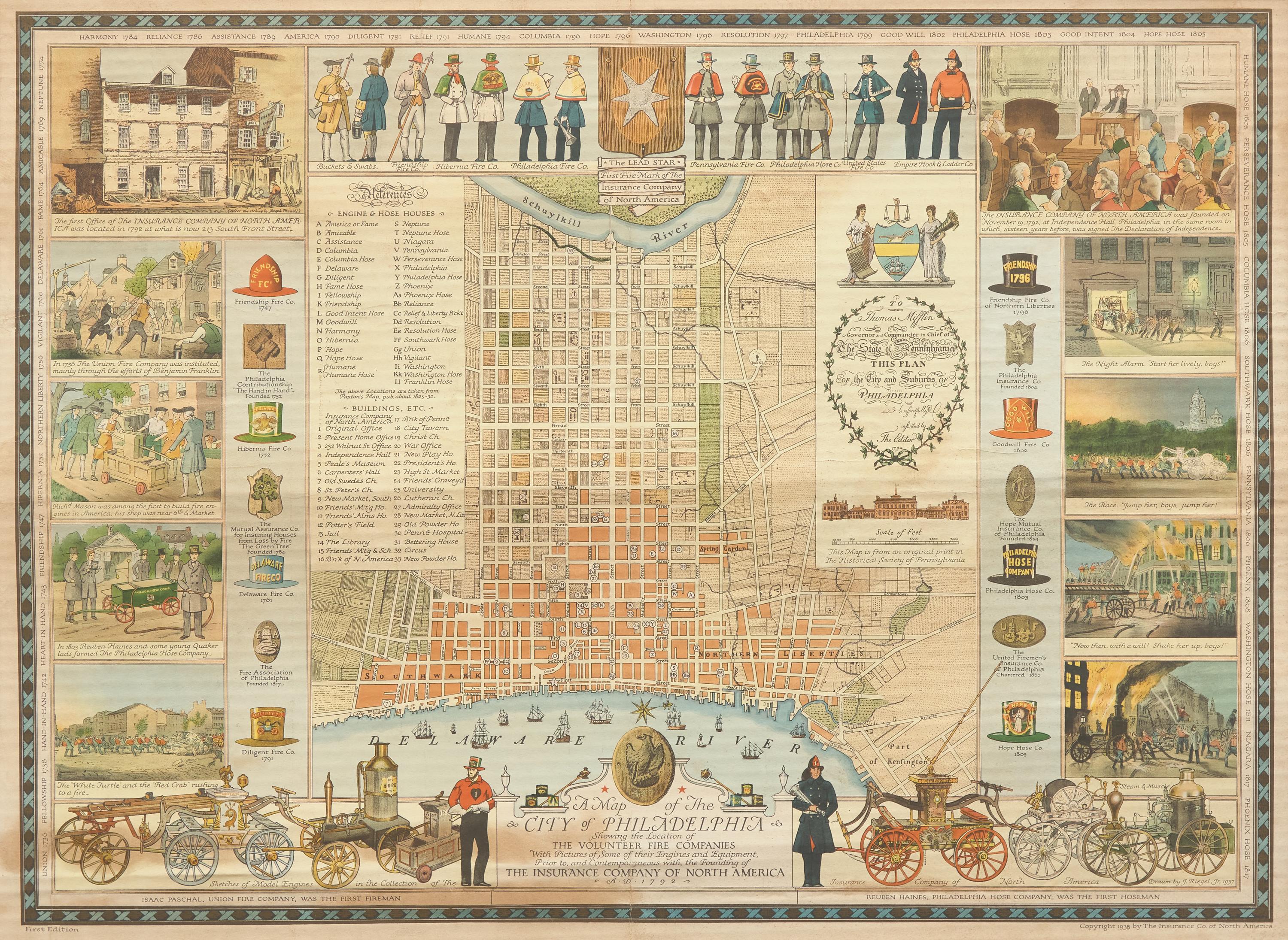 [Philadelphia] Group of 5 19th-20th century maps of Philadelphia