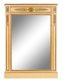 A Pair of Neoclassical Style Parcel-Gilt and Cream-Painted Mirrors