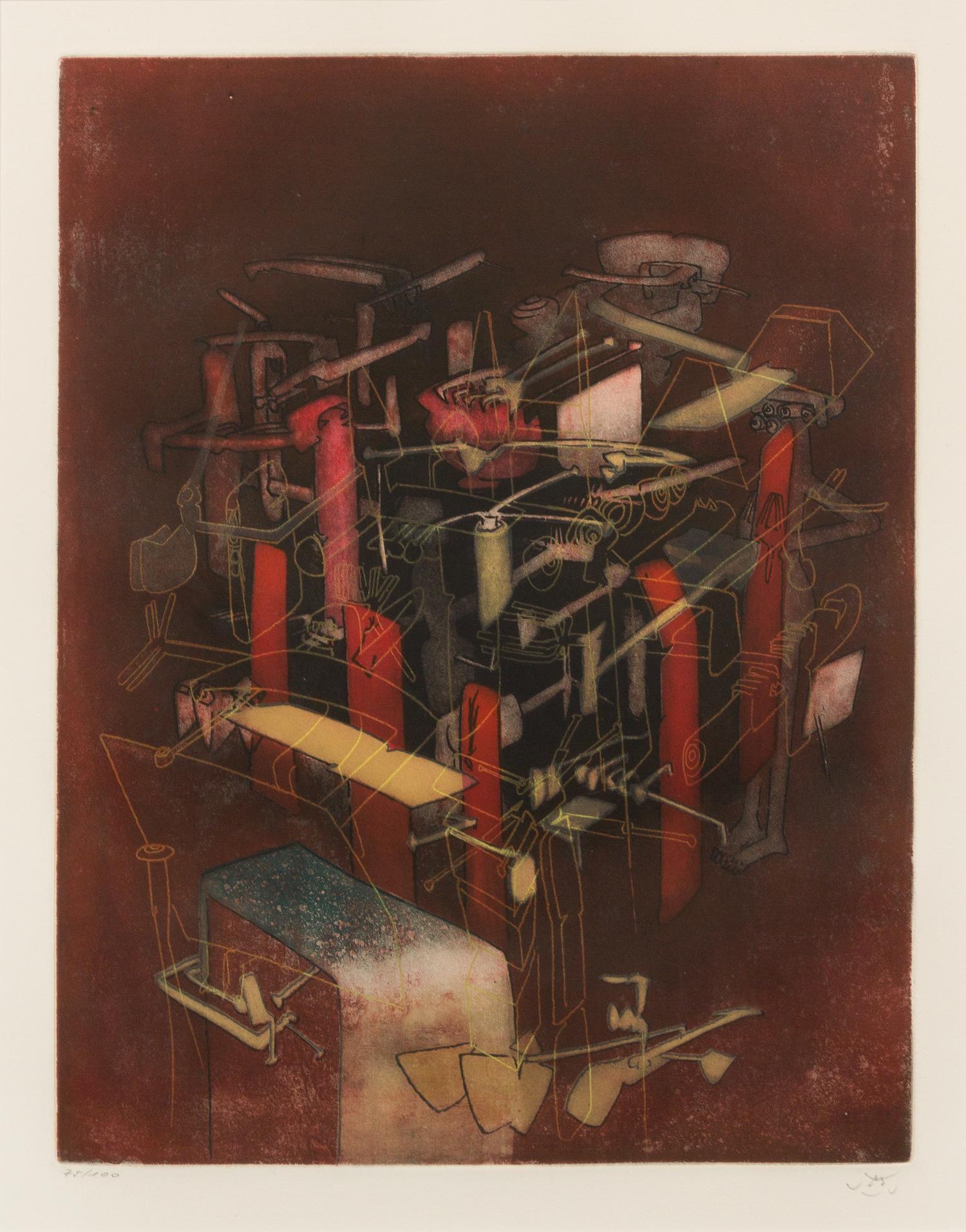 Roberto Matta, (Chilean, 1911-2002), Untitled (three plates from Hom'mere III, L'Ergonaute), 1977-76