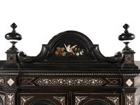 An Italian Marquetry and Pietra Dura Plaque Mounted Ebonized Cabinet