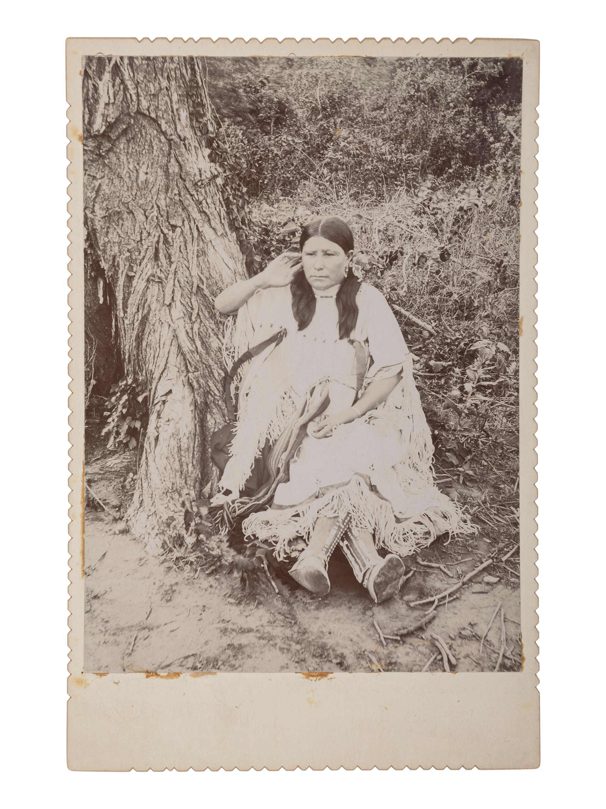 [NATIVE AMERICANS] 3 cabinet cards of Kiowa women & children likely taken by IRWIN, Chickashaw, O.T.