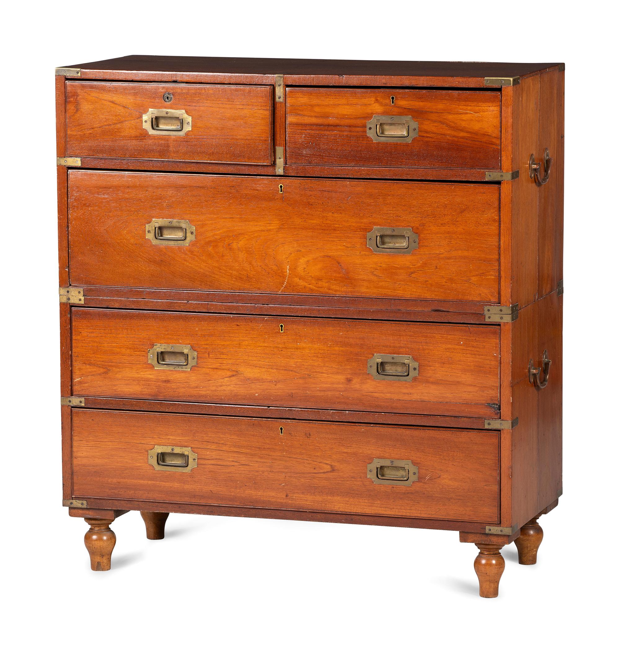 An English Mahogany Brass Banded Campaign Chest