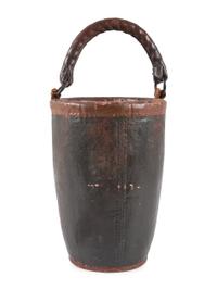 An English Polychrome Decorated Leather Fire Bucket