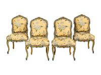 A Set of Four Louis XV Painted Side Chairs