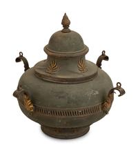 An Empire Style Tole Peint and Iron Brazier with Flame Finial