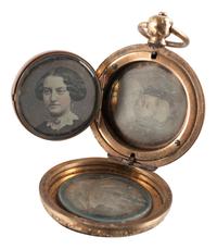 [EARLY PHOTOGRAPHY]. A group of 7 lockets containing 15 daguerreotype portraits.
